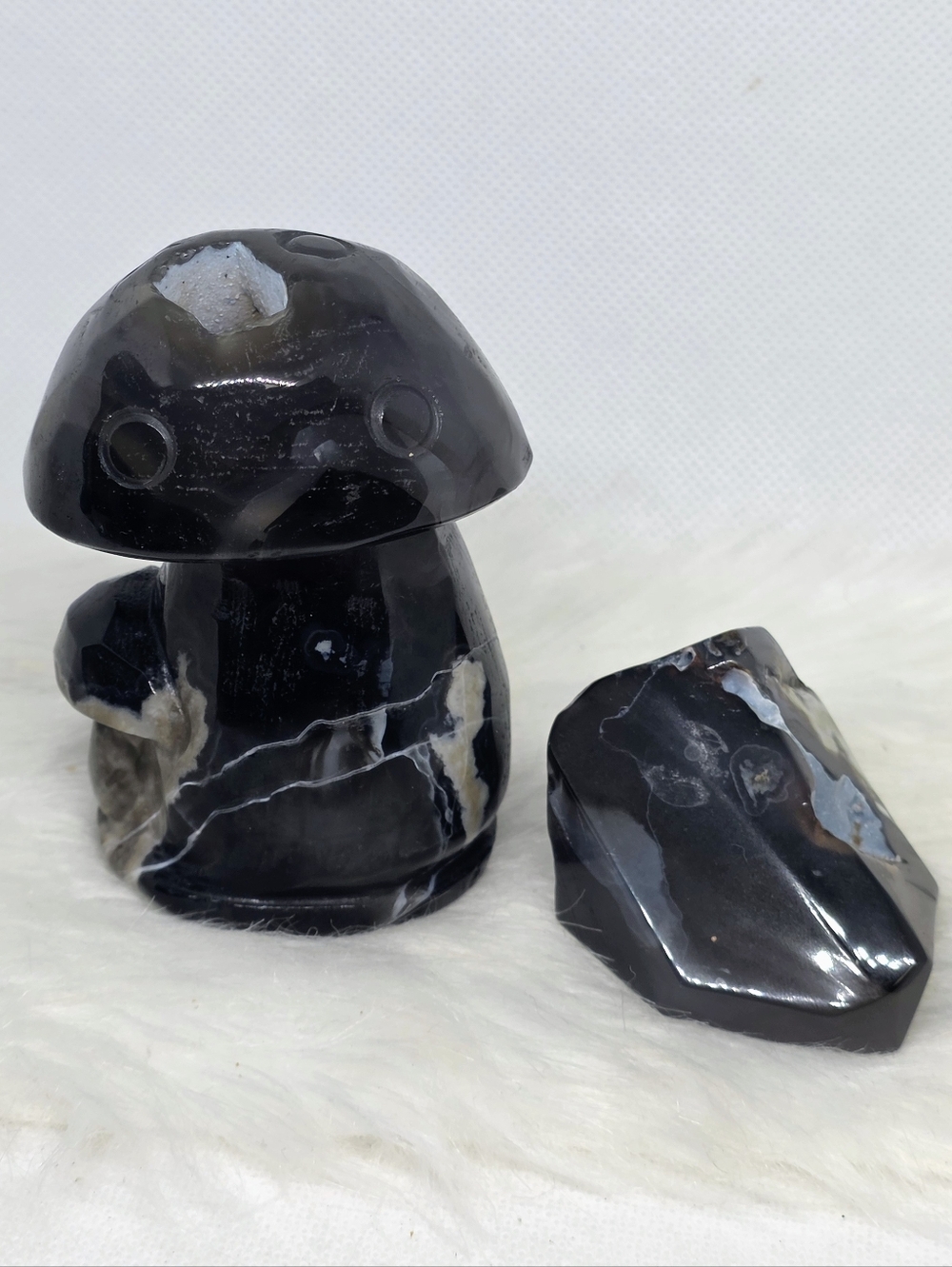 GLOWING UV Volcano Agate Mushroom Druzy Crystal Bundel Set Witchy Goth Decor